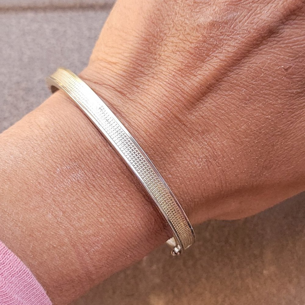 Vintage fine geometric 800 silver gold vermeil elegant bracelet